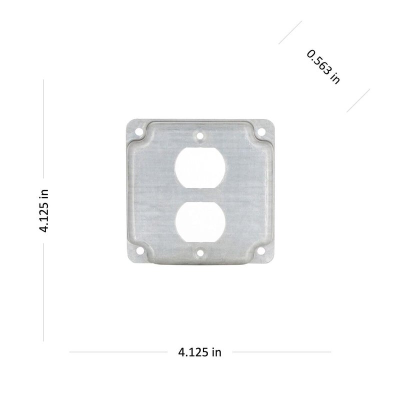 RACO Hubbell-Raco 902C 1 Duplex Receptacle 4-Inch Square Exposed Work Cover, Silver - Image 2
